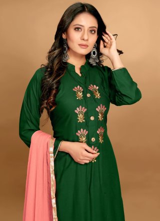 Embroidered Green Palazzo Designer Salwar Suit 