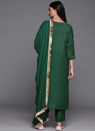 Embroidered Green Silk Salwar Suit