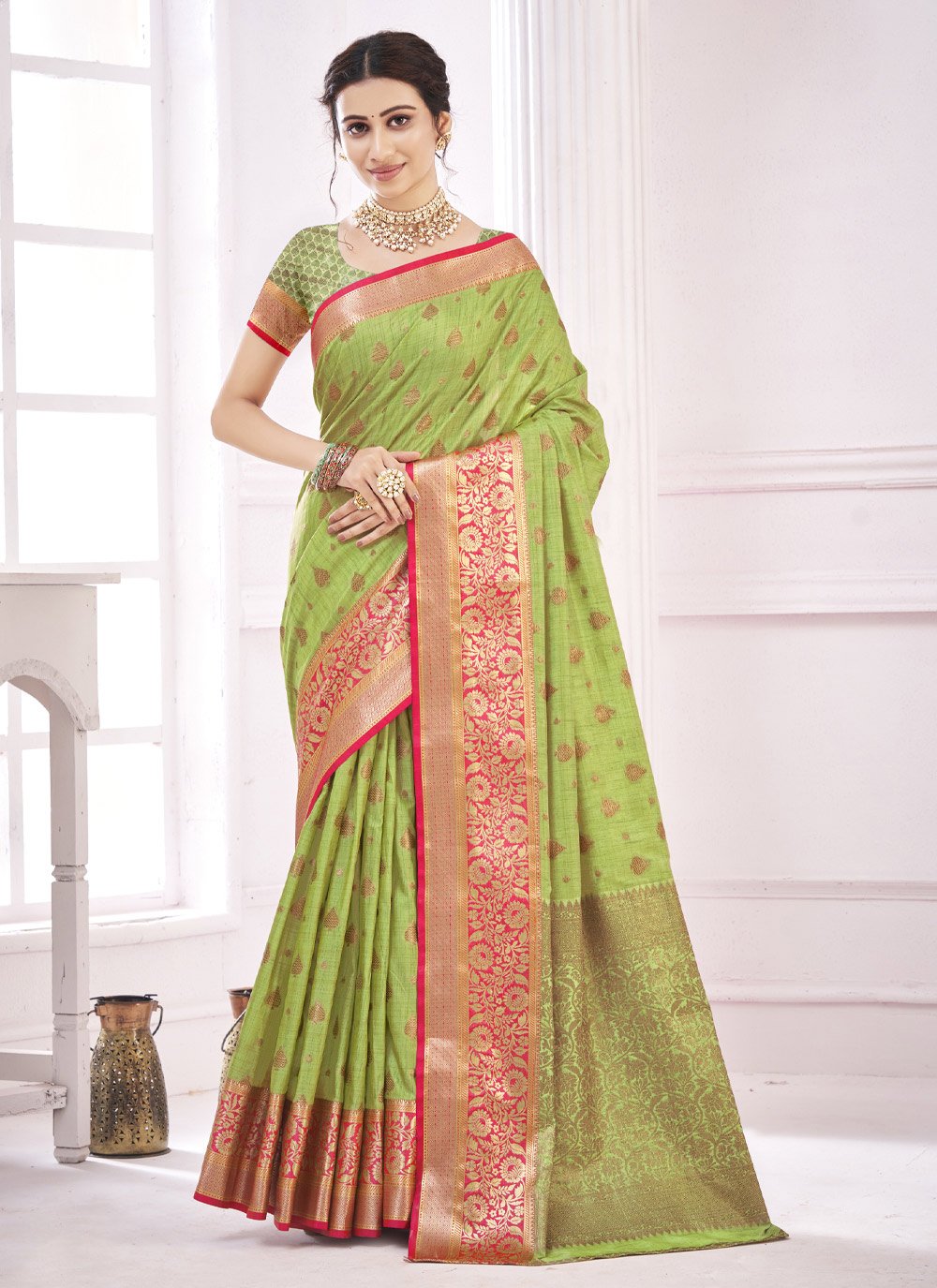 Embroidered Green Trendy Saree