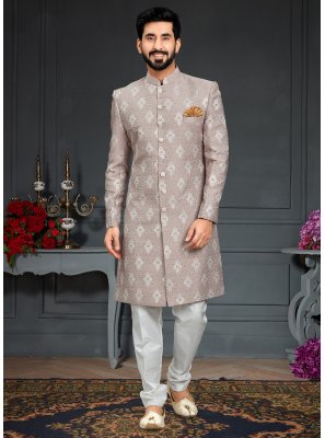 Embroidered Imported Indo Western in Brown
