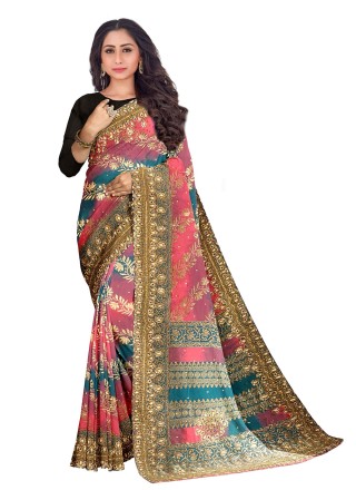Embroidered Kanjivaram Silk Multi Colour Traditional Designer Saree