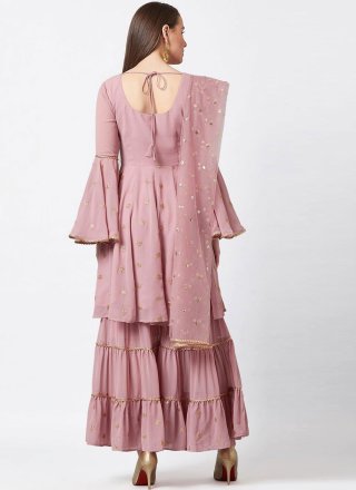 Embroidered Mauve  Georgette Readymade Salwar Suit