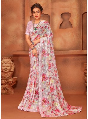 Embroidered Multi Colour Net Saree