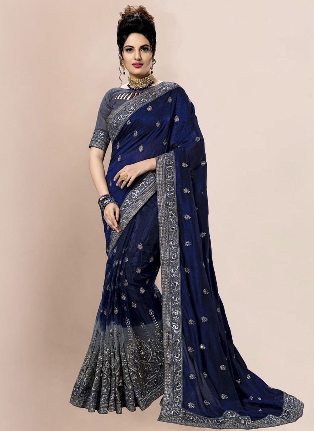 Embroidered Net Classic Saree