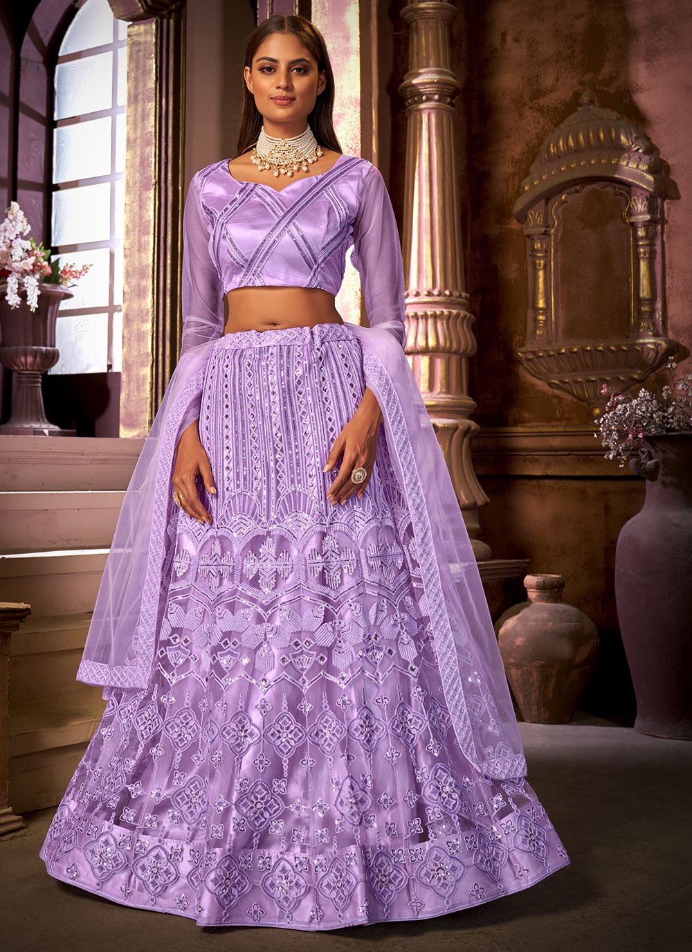 Specially Design Chinon Silk Light Purple Lehenga Choli With Designer  Dupatta – Kaleendi