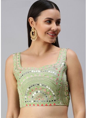 Embroidered Organza Blouse in Green