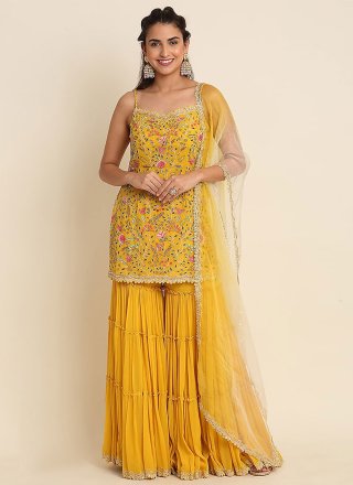 Embroidered Party Palazzo Salwar Suit