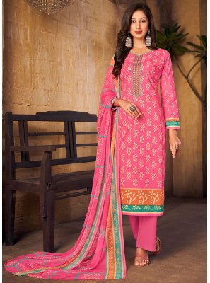 Embroidered Pashmina Pink Salwar Suit