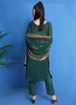 Embroidered Pure Chiffon Trendy Designer Salwar Kameez in Green