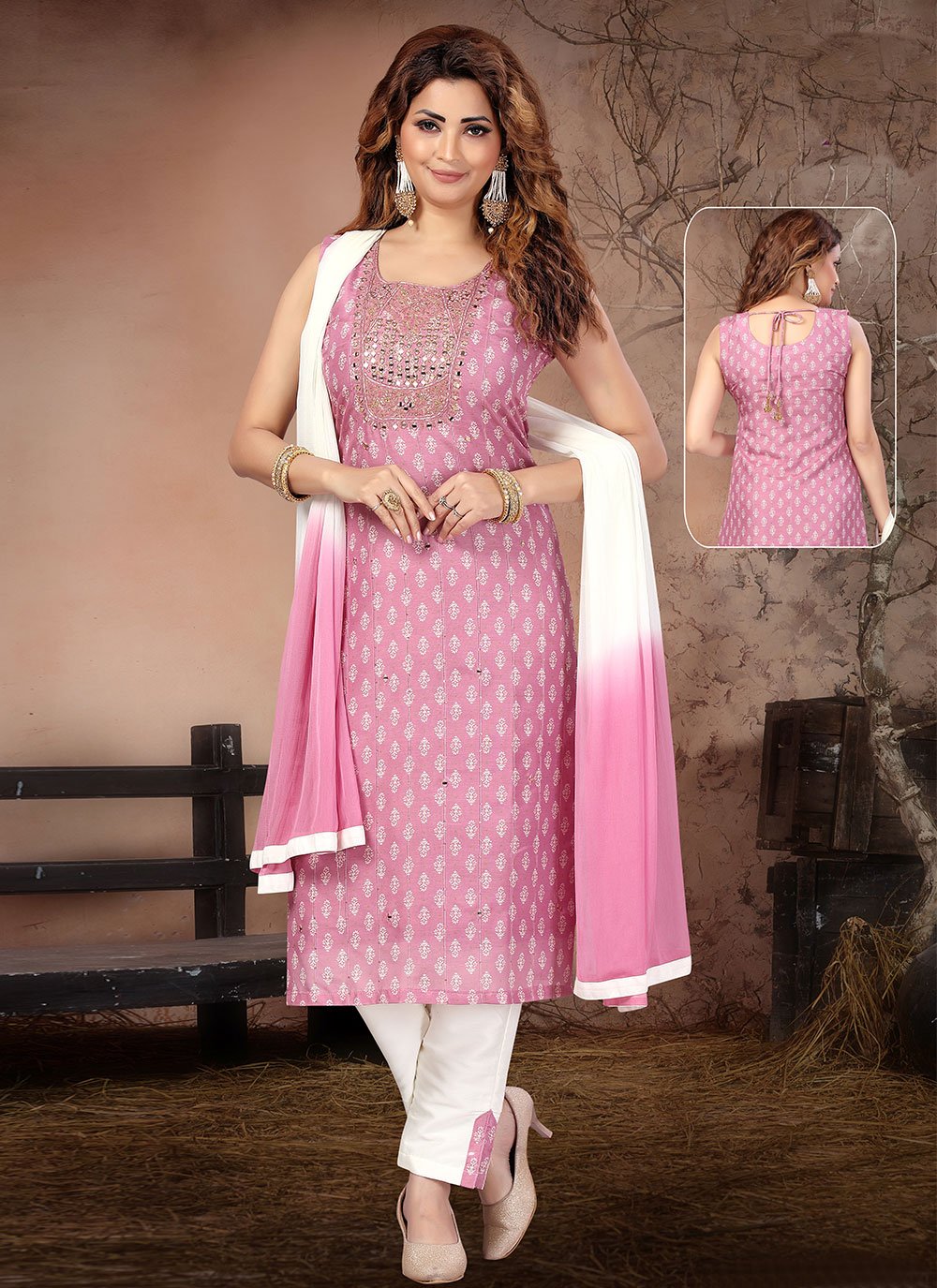 Embroidered Purple Readymade Salwar Suit 