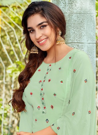 Embroidered Sea Green Georgette Trendy Salwar Kameez