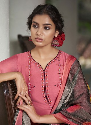 Embroidered Silk Pink Straight Salwar Suit