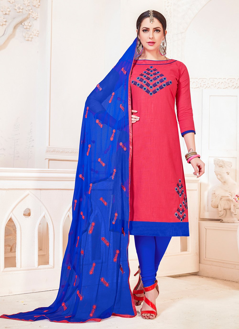 Embroidered South Cotton Pakistani Straight Suit