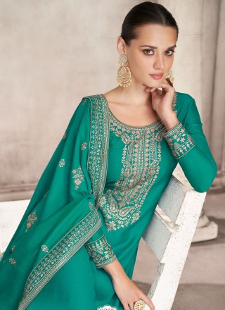 Embroidered Turquoise Salwar Suit 