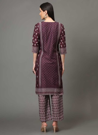 Embroidered Viscose Party Wear Kurti in Brown