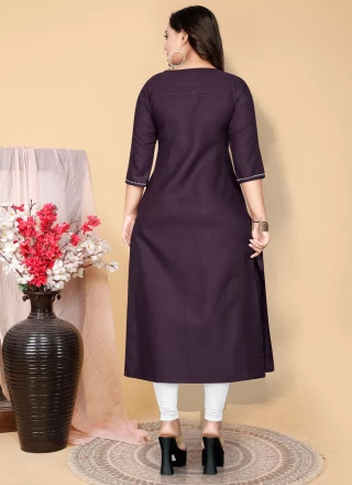 Embroidered Wine Party Wear Kurti