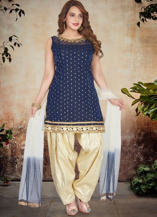 Fancy Chanderi Designer Patiala Suit