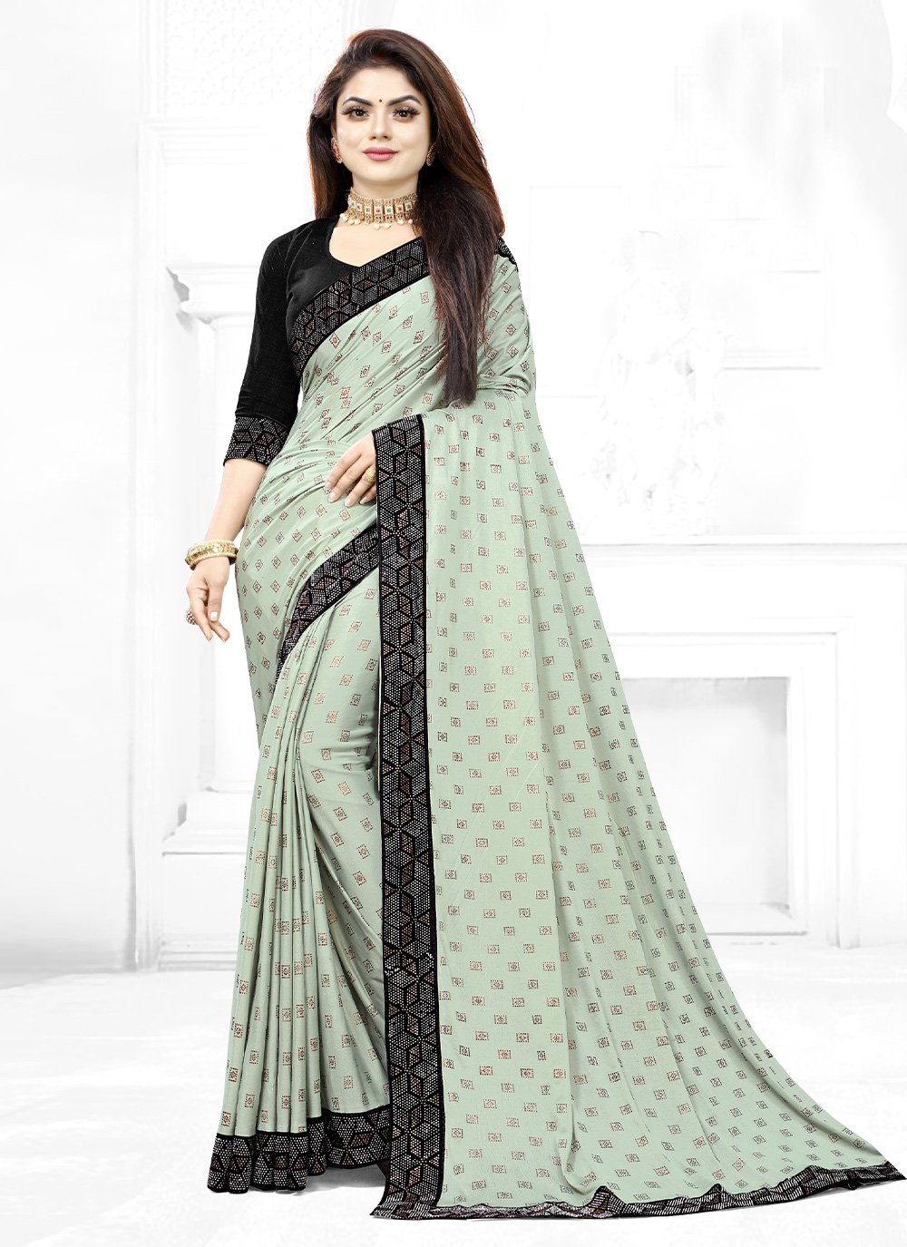 Fancy Fabric Green Weaving Contemporary Saree