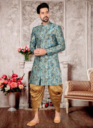 Fancy Fabric Multi Colour Indo Western Sherwani