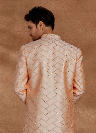 Fancy Fabric Peach Indo Western Sherwani