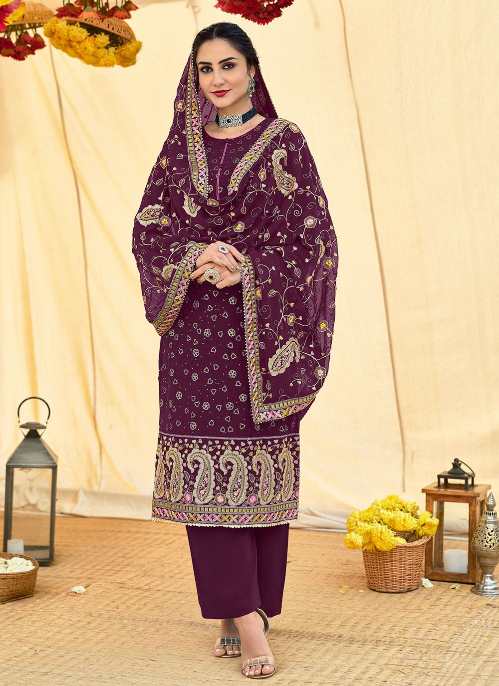 Fancy Fabric Resham Designer Pakistani Suit