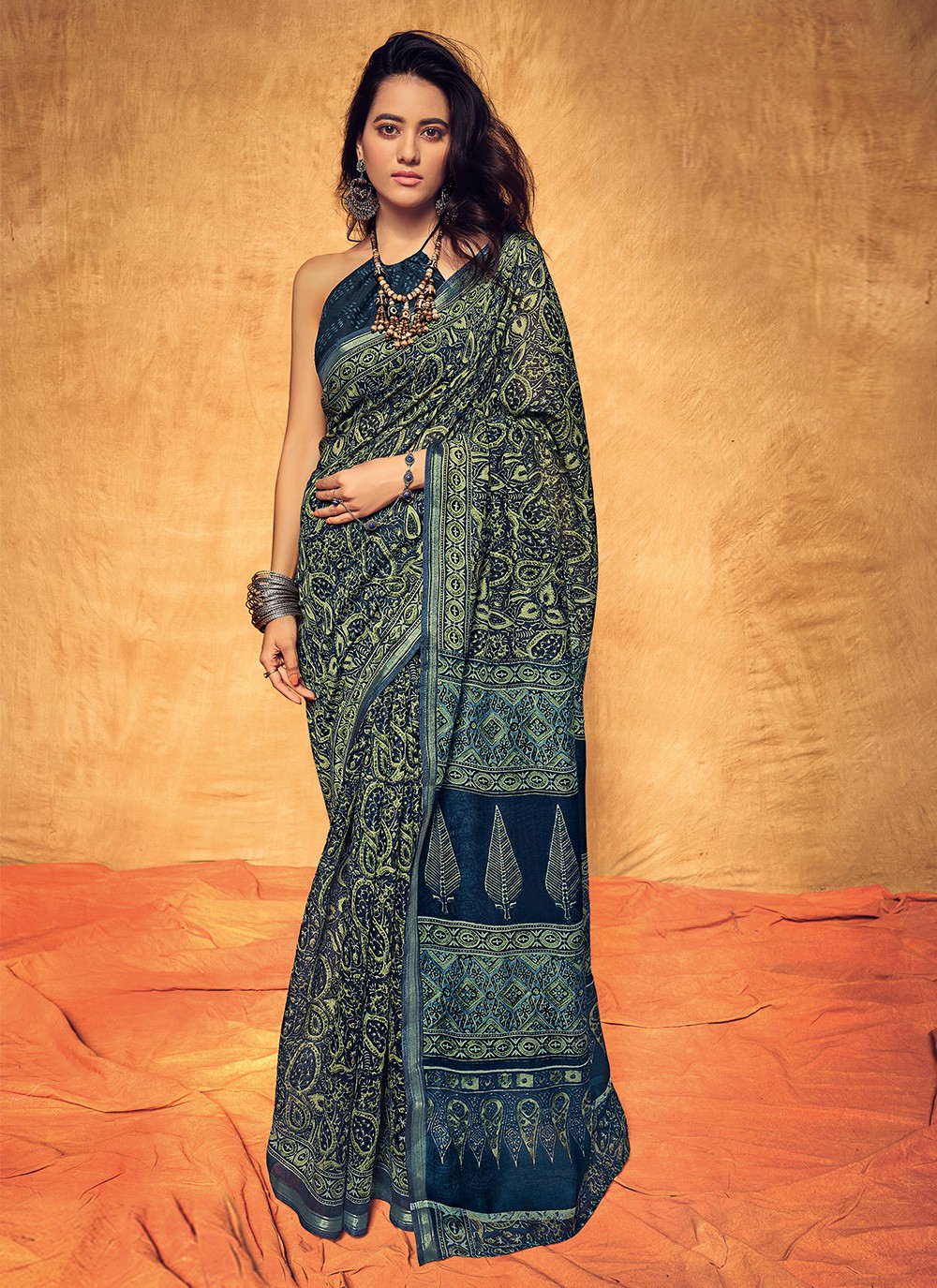 Fancy Fabric Saree in Multi Colour