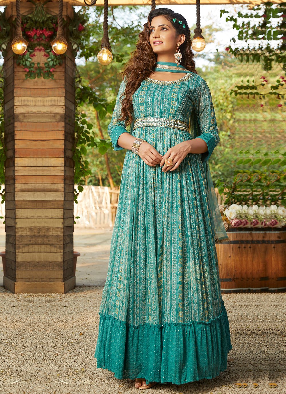 Sea green outlet colour gown