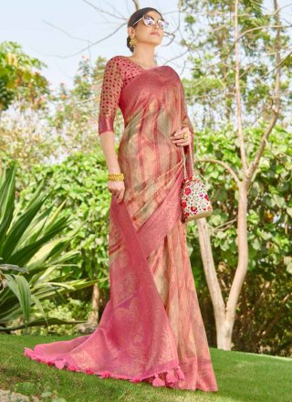 Fancy Silk Classic Designer Saree in Pink