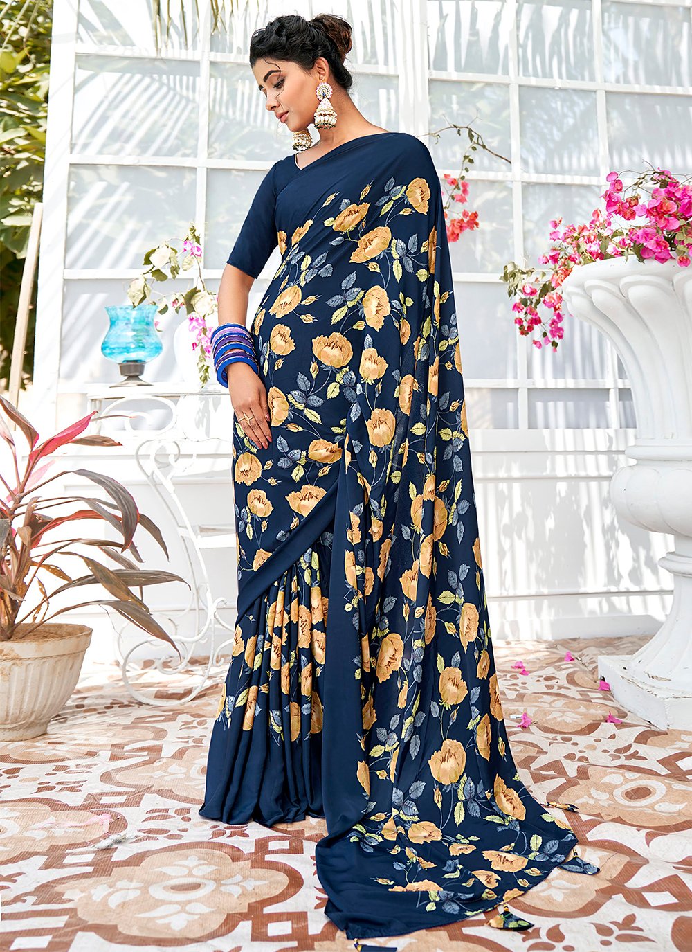 9 Color Latest New Designer Ladies Floral Print Saree, With Blouse Piece,  5.5 m (separate blouse piece) at Rs 500/piece in Surat