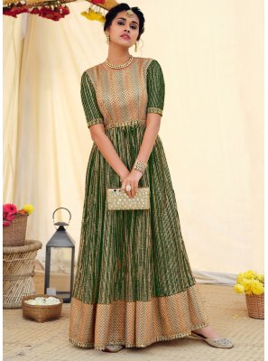 Faux Georgette Embroidered Green Designer Salwar Suit