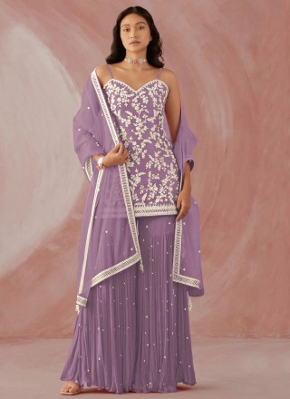Faux Georgette Embroidered Salwar Kameez