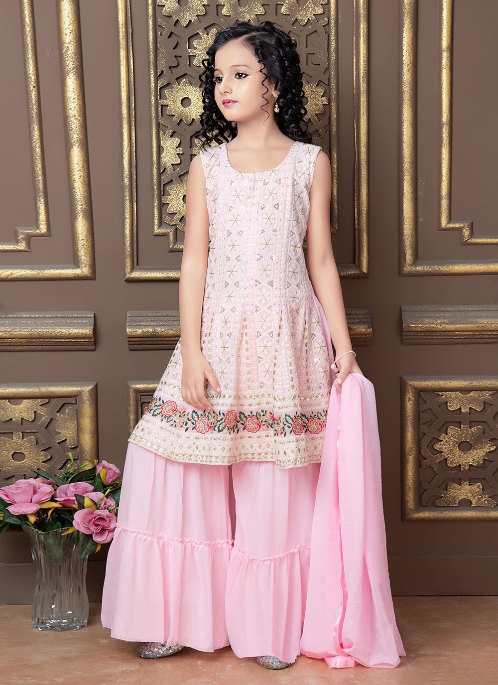 Faux Georgette Embroidered Work Salwar Suit