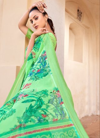 Faux Georgette Green Trendy Saree