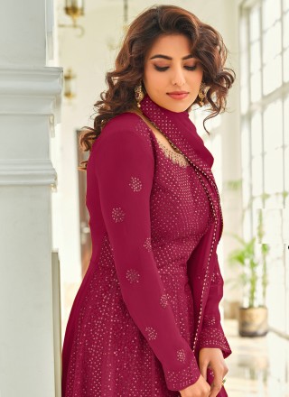 Faux Georgette Pink Designer Pakistani Salwar Suit