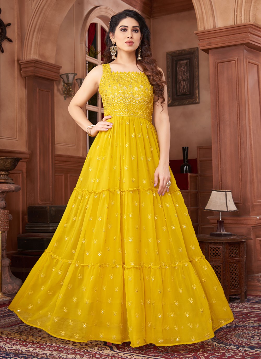 Faux Georgette Readymade Trendy Gown 