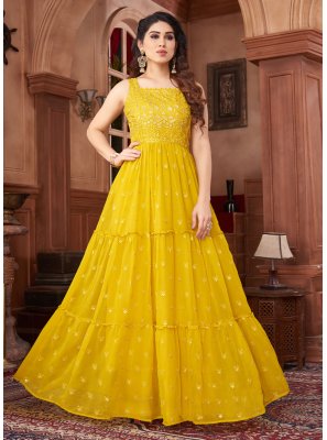 Faux Georgette Readymade Trendy Gown 