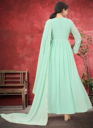 Faux Georgette Trendy Salwar Suit in Green
