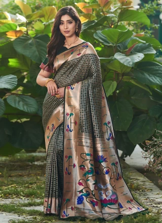 Floral Print Party Contemporary Style Saree