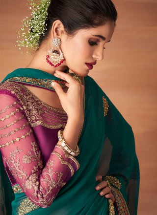 Georgette Embroidered Classic Saree