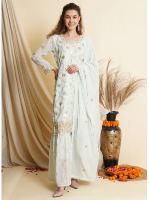 Georgette Embroidered Palazzo Salwar Kameez