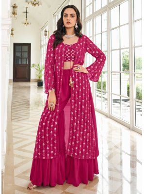 Georgette Embroidered Readymade Salwar Kameez in Pink