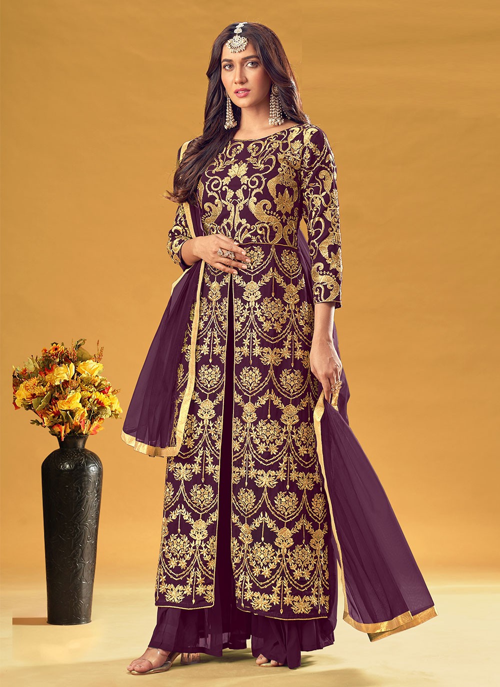 Georgette Embroidered Readymade Salwar Suit