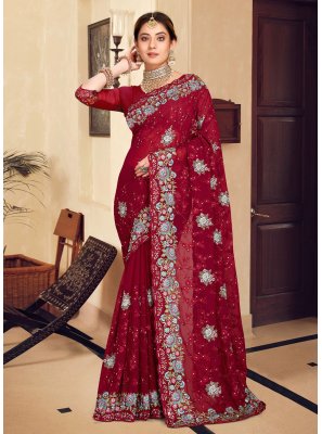 Georgette Embroidered Traditional Saree
