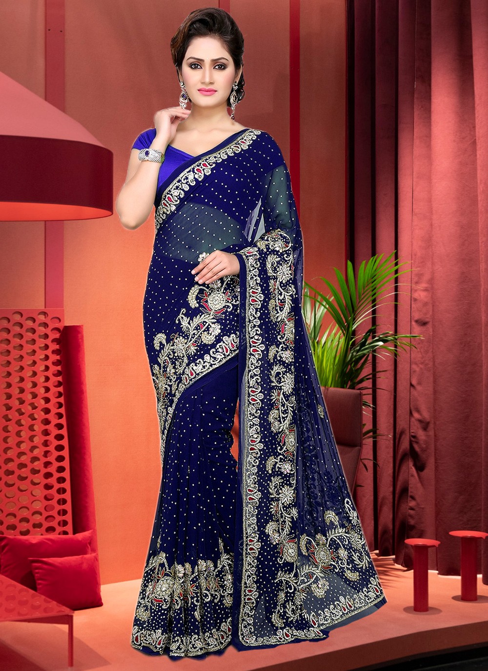 Buy MIRAN4EVER PUG PANKHUDI BLUE LETEST NEW FANCY SAREE FOR WOMEN Online at  Best Prices in India - JioMart.