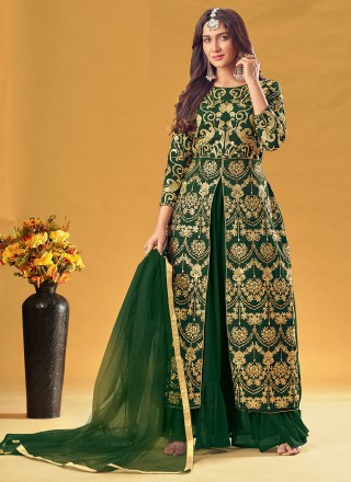 Georgette Green Readymade Salwar Kameez