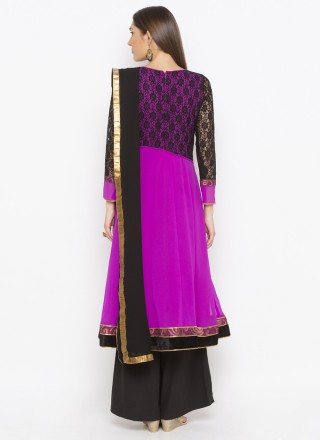 Georgette Magenta Embroidered Readymade Suit