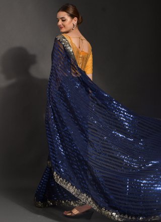 Georgette Navy Blue Classic Saree