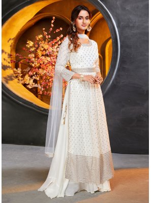 Georgette Off White Readymade Salwar Suit