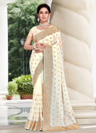 Georgette Off White Trendy Saree