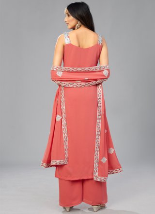 Georgette Orange Thread Designer Palazzo Salwar Suit